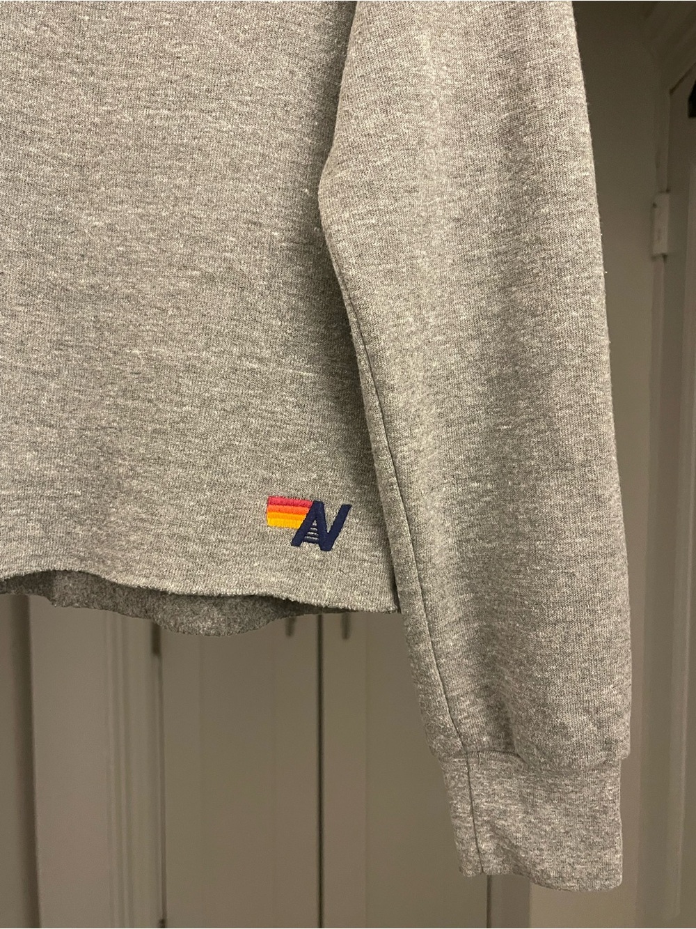 AVIATOR NATION Bolt Stitch Chevron 5 Hoodie in Heather & Neon Rainbow Size Small - Picture 7 of 9